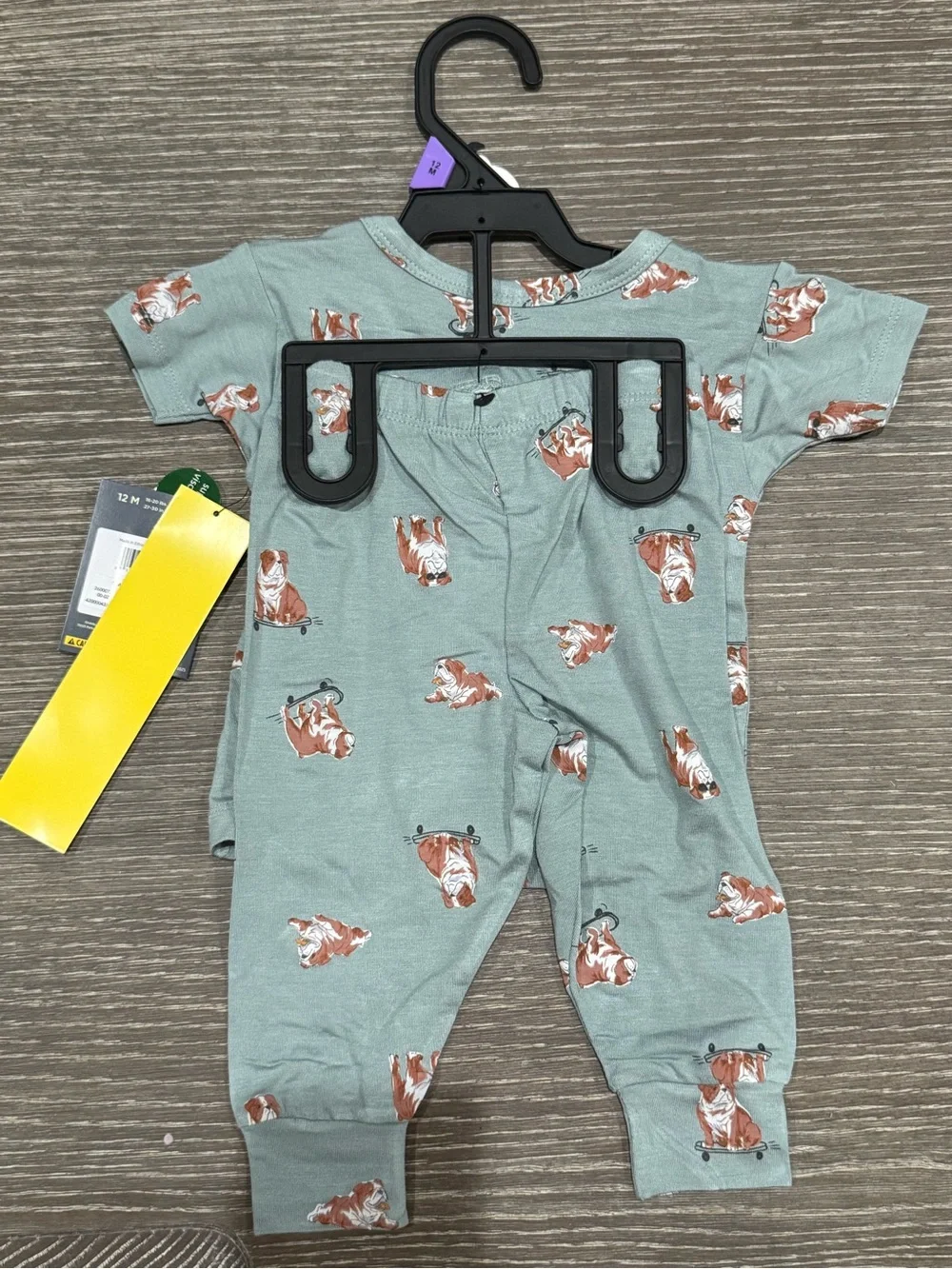 NWT Size 12 months Modern Moments Baby Bulldog Print Pajama Set in Sage